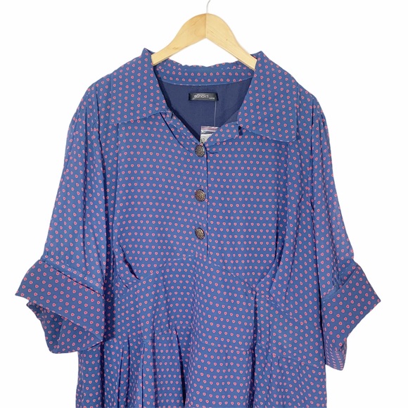 π 2/$20 NWOT eShakti Custom Heart Print Flowy Calf Length Dress 3X - Picture 2 of 9